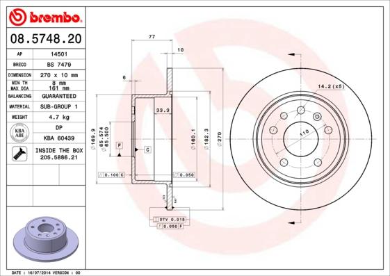 Brembo 08.5748.20 - Kočioni disk www.molydon.hr