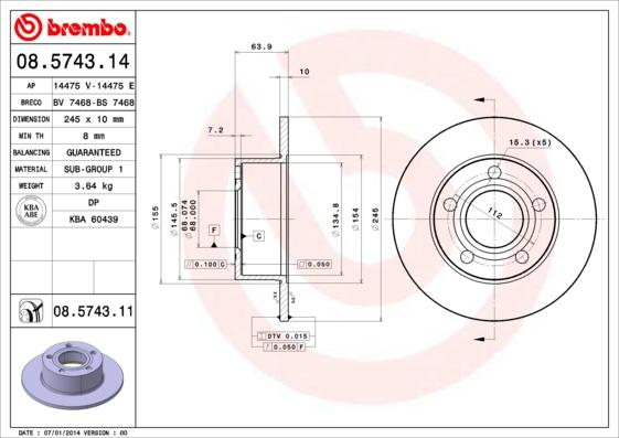 Brembo 08.5743.14 - Kočioni disk www.molydon.hr