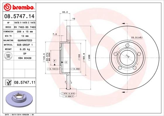 Brembo 08.5747.11 - Kočioni disk www.molydon.hr