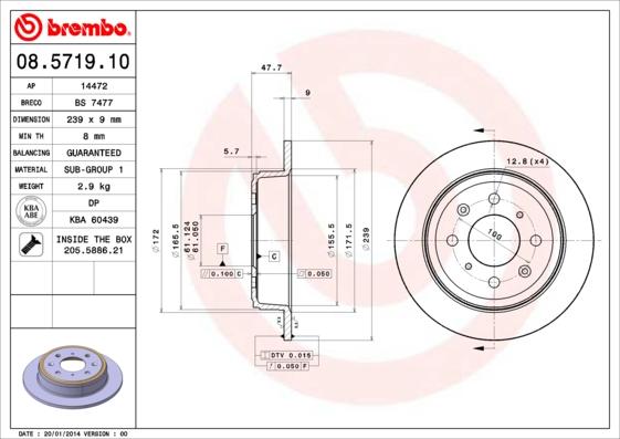 Brembo 08.5719.10 - Kočioni disk www.molydon.hr