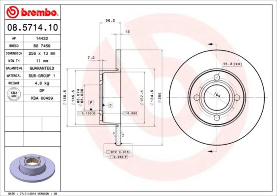 Brembo 08.5714.10 - Kočioni disk www.molydon.hr