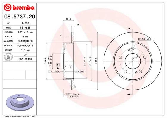 Brembo 08.5737.20 - Kočioni disk www.molydon.hr