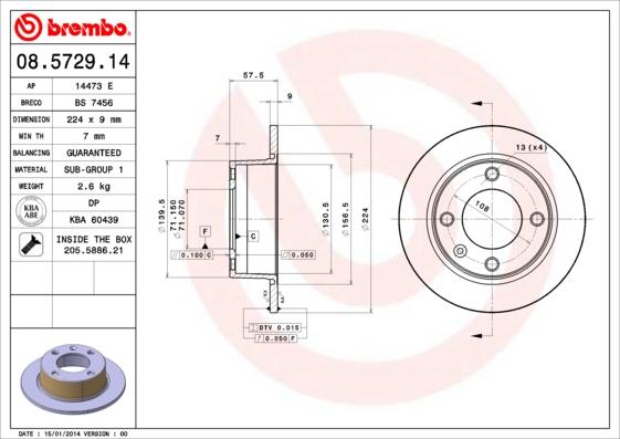 Brembo 08.5729.14 - Kočioni disk www.molydon.hr