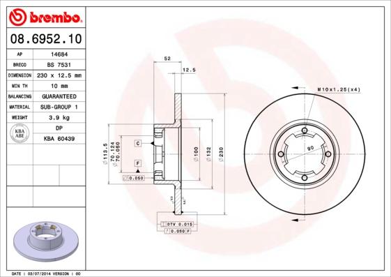 Brembo 08.6952.10 - Kočioni disk www.molydon.hr