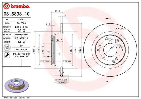 Brembo 08.6898.10 - Kočioni disk www.molydon.hr