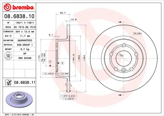 Brembo 08.6838.10 - Kočioni disk www.molydon.hr