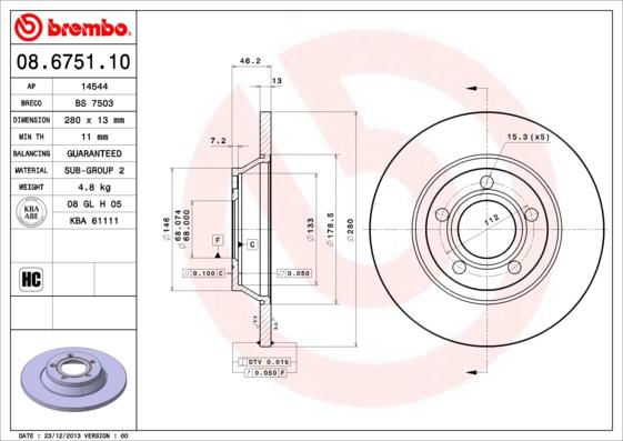 Brembo 08.6751.10 - Kočioni disk www.molydon.hr