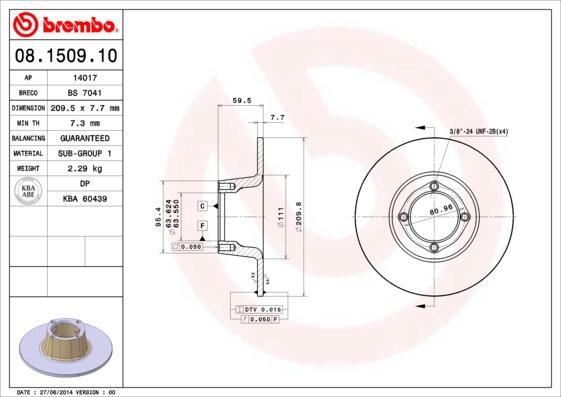 Brembo 08.1509.10 - Kočioni disk www.molydon.hr