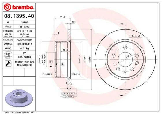 Brembo 08.1395.40 - Kočioni disk www.molydon.hr