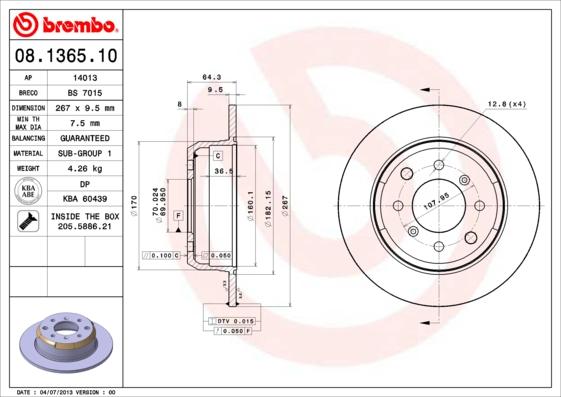 Brembo 08.1365.10 - Kočioni disk www.molydon.hr