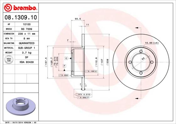 Brembo 08.1309.10 - Kočioni disk www.molydon.hr