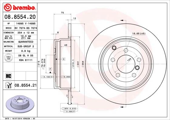 Brembo 08.8554.20 - Kočioni disk www.molydon.hr