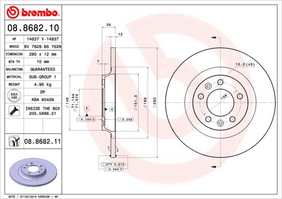 BREMBO 08.8682.11 - Kočioni disk www.molydon.hr