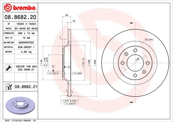 Brembo 08.8682.21 - Kočioni disk www.molydon.hr