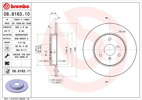 Brembo 08.8163.10 - Kočioni disk www.molydon.hr