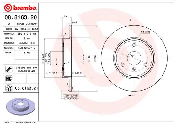 Brembo 08.8163.21 - Kočioni disk www.molydon.hr