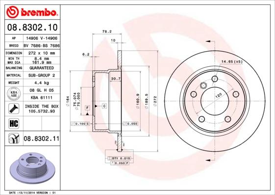 Brembo 08.8302.11 - Kočioni disk www.molydon.hr