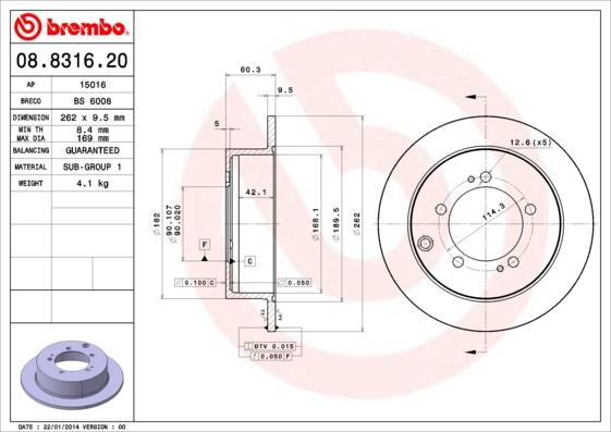 Brembo 08.8316.20 - Kočioni disk www.molydon.hr