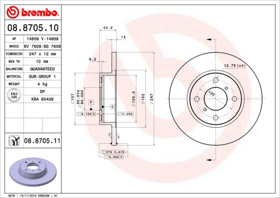 Brembo 08.8705.10 - Kočioni disk www.molydon.hr