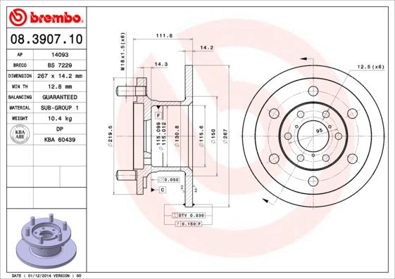 Brembo 08.3907.10 - Kočioni disk www.molydon.hr