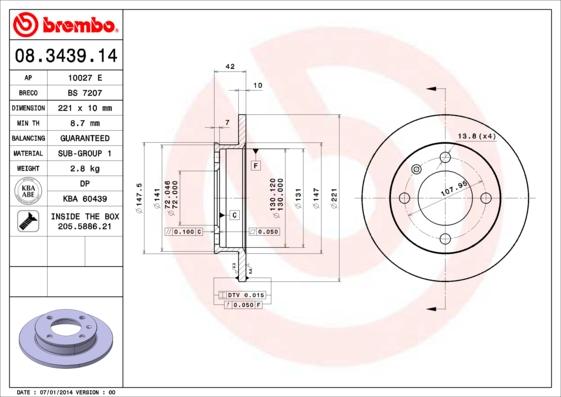 Brembo 08.3439.14 - Kočioni disk www.molydon.hr