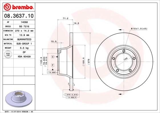 Brembo 08.3637.10 - Kočioni disk www.molydon.hr