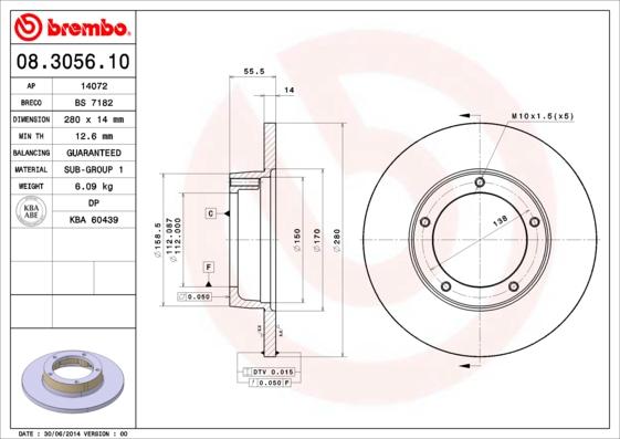 Brembo 08.3056.10 - Kočioni disk www.molydon.hr