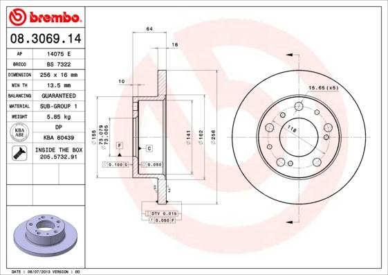 Brembo 08.3069.14 - Kočioni disk www.molydon.hr