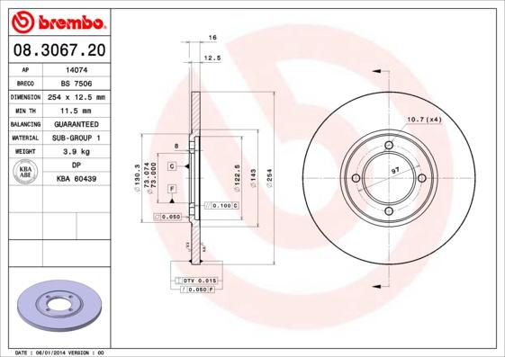 Brembo 08.3067.20 - Kočioni disk www.molydon.hr