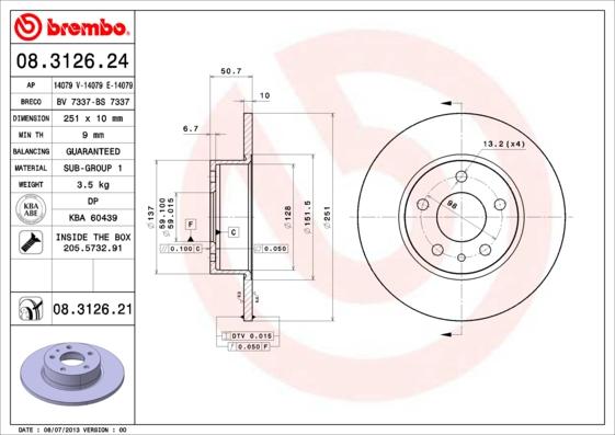 Brembo 08.3126.21 - Kočioni disk www.molydon.hr