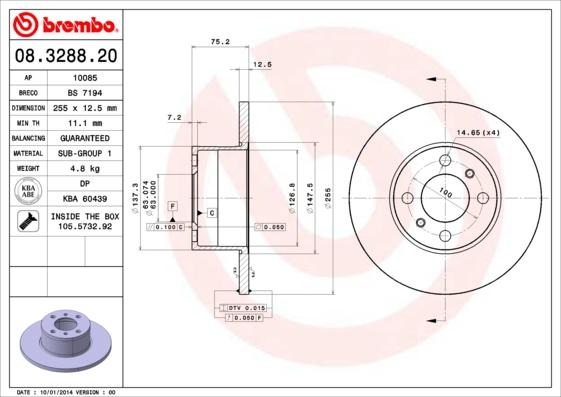 Brembo 08.3288.20 - Kočioni disk www.molydon.hr