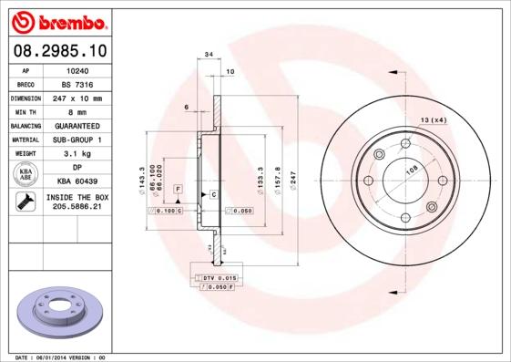 Brembo 08.2985.10 - Kočioni disk www.molydon.hr