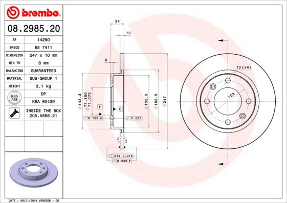 Brembo 08.2985.20 - Kočioni disk www.molydon.hr