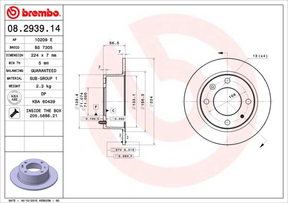 Brembo 08.2939.14 - Kočioni disk www.molydon.hr