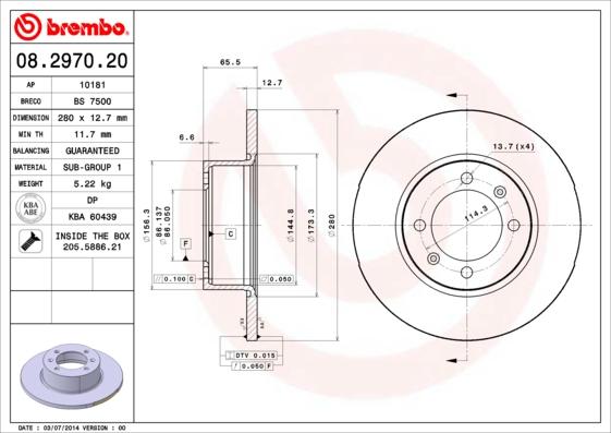 Brembo 08.2970.20 - Kočioni disk www.molydon.hr