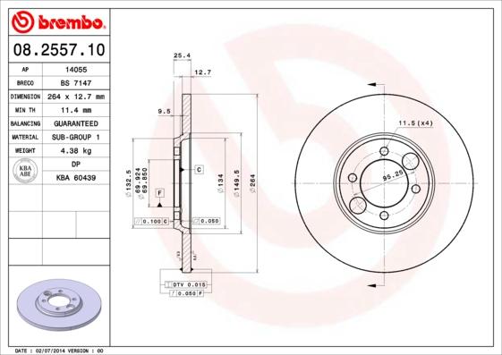 Brembo 08.2557.10 - Kočioni disk www.molydon.hr