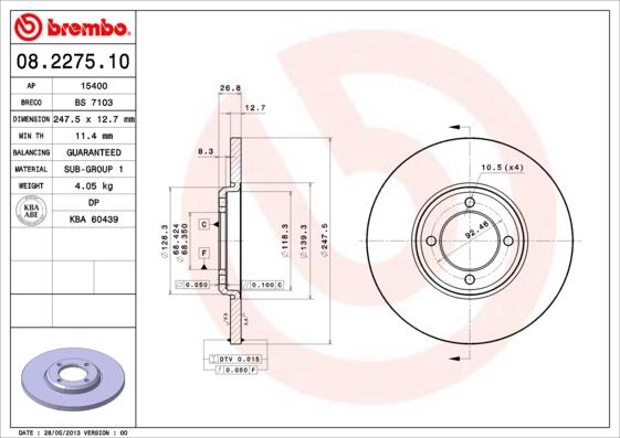 Brembo 08.2275.10 - Kočioni disk www.molydon.hr