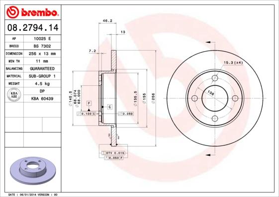 Brembo 08.2794.14 - Kočioni disk www.molydon.hr