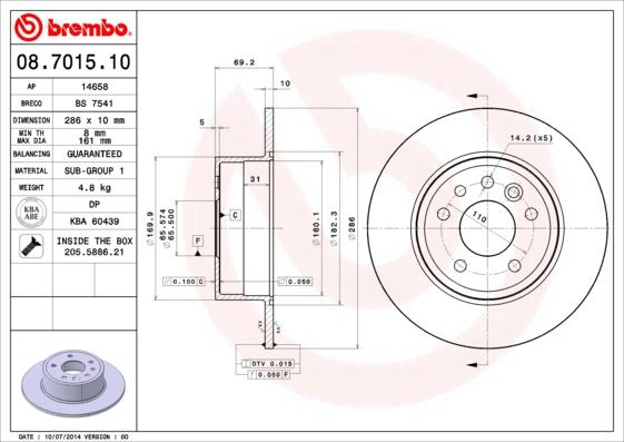 Brembo 08.7015.10 - Kočioni disk www.molydon.hr