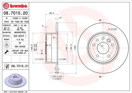 Brembo 08.7015.20 - Kočioni disk www.molydon.hr