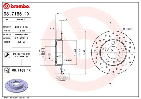 Brembo 08.7165.1X - Kočioni disk www.molydon.hr