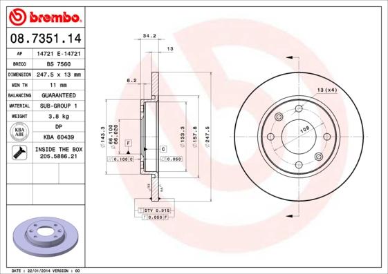 Brembo 08.7351.14 - Kočioni disk www.molydon.hr