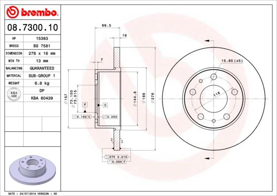 Brembo 08.7300.10 - Kočioni disk www.molydon.hr