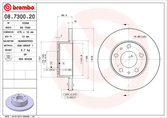 Brembo 08.7300.20 - Kočioni disk www.molydon.hr