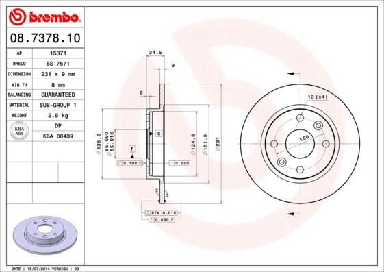 Brembo 08.7378.10 - Kočioni disk www.molydon.hr