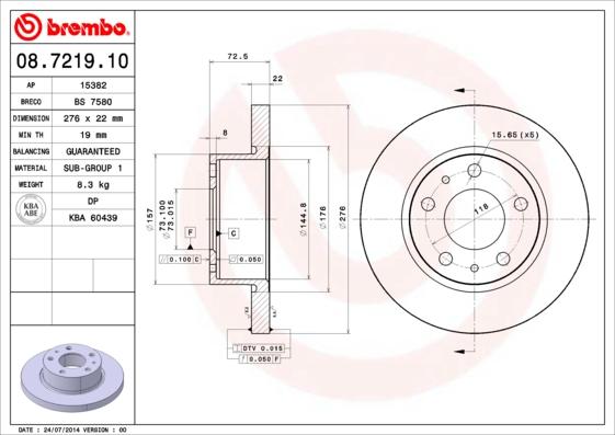 Brembo 08.7219.10 - Kočioni disk www.molydon.hr