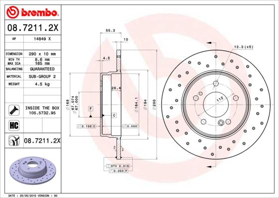 Brembo 08.7211.2X - Kočioni disk www.molydon.hr