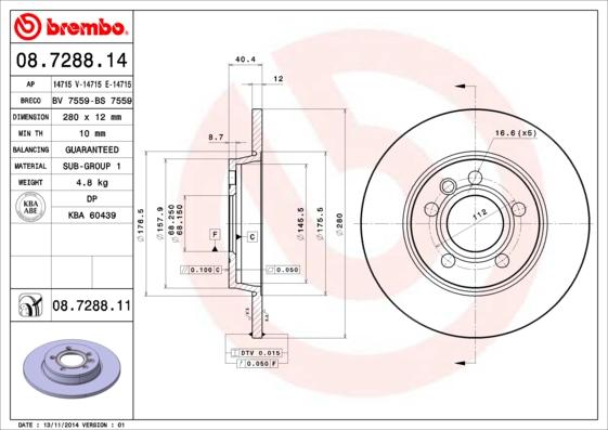 Brembo 08.7288.11 - Kočioni disk www.molydon.hr