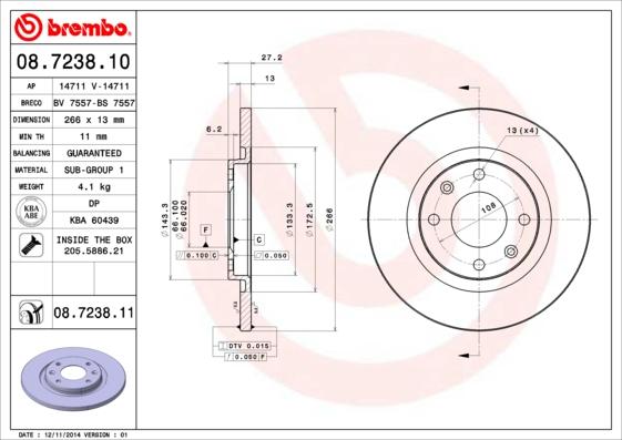 Brembo 08.7238.10 - Kočioni disk www.molydon.hr