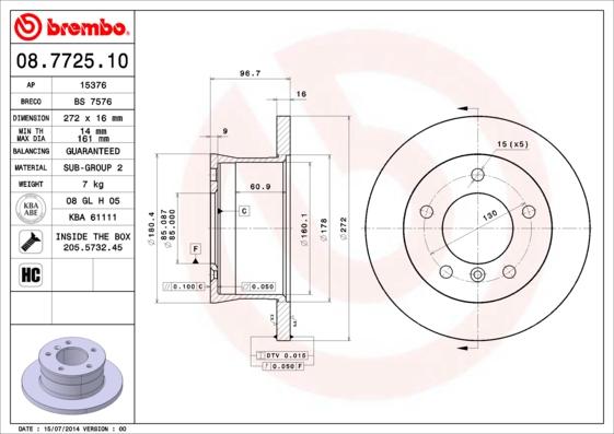 Brembo 08.7725.10 - Kočioni disk www.molydon.hr